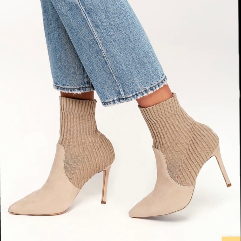 Tony Bianco Laila Orchre Suede Leather Sock Booties
